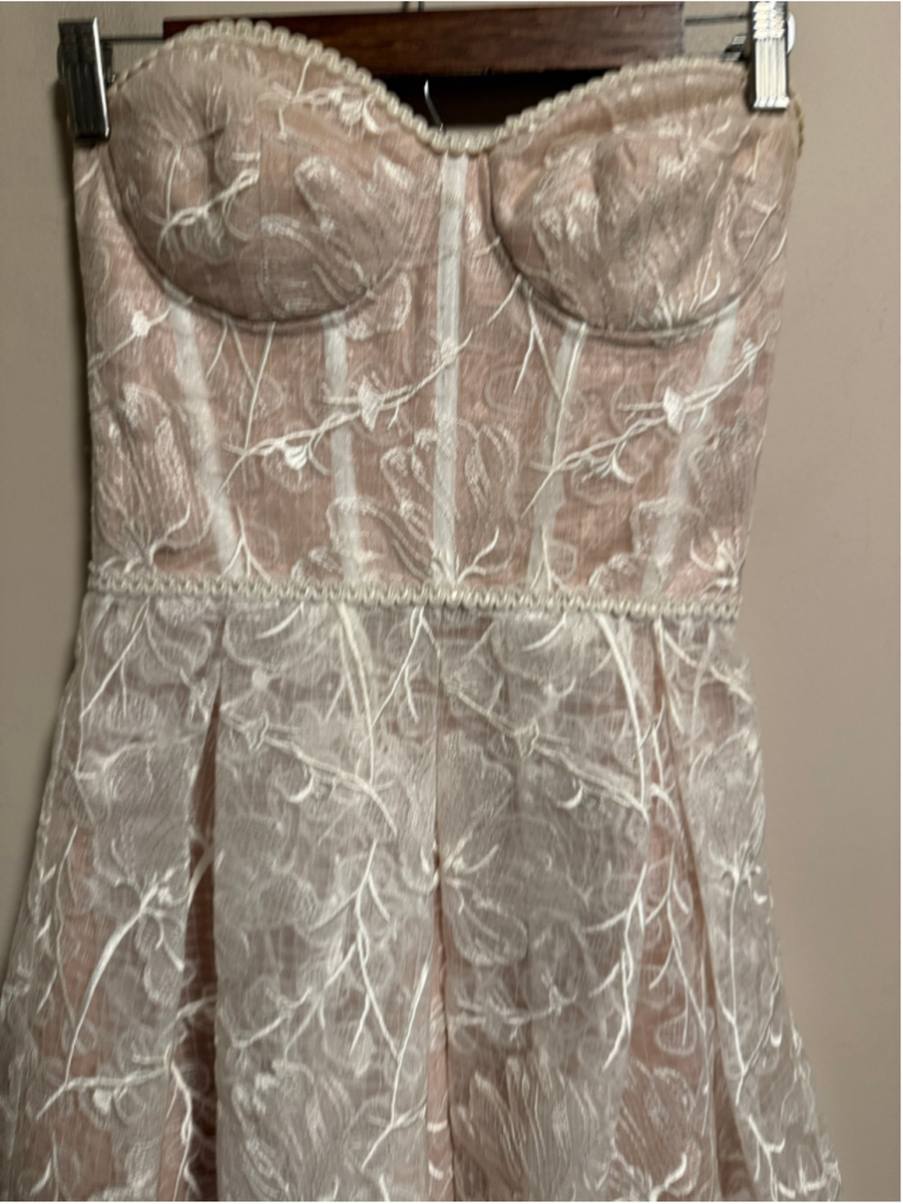 Nadine Merabi Olivia Dress White Bridal Strapless- Size Small - Picture 6 of 12